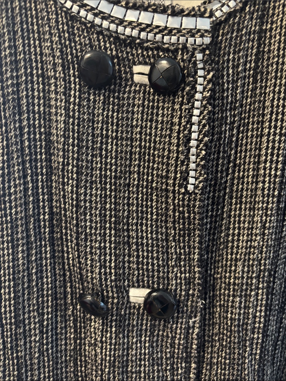 Isabel Marant Black and White Tweed Jacket with Stud Trim